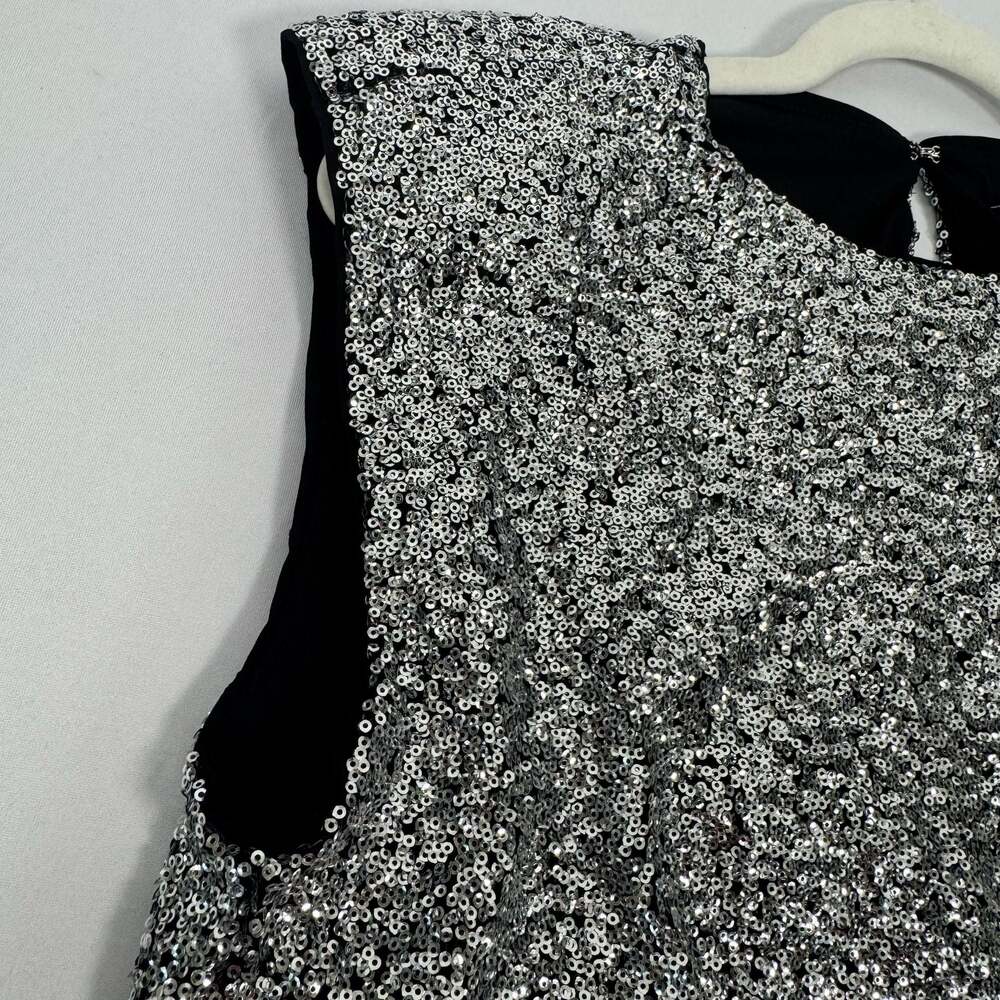 Express Silver Sequin Sleeveless Keyhole Back Top Size M NWT - Picture 5 of 9